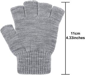 img 3 attached to 🧤 Cooraby Boys' Fingerless Stretchy Knitted Mittens - Optimal Accessories for Maximum Comfort