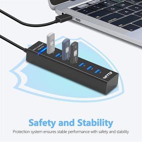 img 2 attached to IVETTO 7-портовый USB HUB Splitter 3.0 с светодиодным светом, 4Ft 💡 длинный кабель - идеально подходит для ноутбука, ПК, Mac, Surface Pro и нескольких USB-устройств.