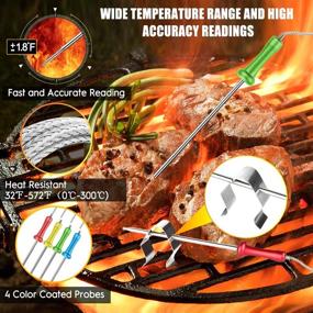 img 1 attached to 🔥 Ultimate Wireless Meat Thermometer: Accurate & Fast with 4 Probes, 500ft Remote Control, Alarm & Timer - Ideal for Grilling, Smoker, BBQ, Oven