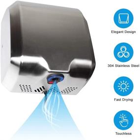 img 2 attached to Efficient and Durable: Goetland Stainless Steel Commercial Hand Dryer for High-Speed Performance - 1800w Automatic, Heavy Duty, Dull Polished Finish