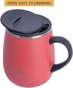 img 3 attached to ☕ IDEUS Brand 16oz Insulated Coffee Mug with Handle, Spill-Proof Lids for Home & Office - Jellyfish Red