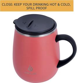 img 2 attached to ☕ IDEUS Brand 16oz Insulated Coffee Mug with Handle, Spill-Proof Lids for Home & Office - Jellyfish Red