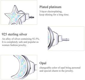 img 2 attached to 🌙 Sterling Silver Moon Star Opal Earrings: Hypoallergenic Earrings Ideal for Teenage Girls, Perfect Christmas Gift