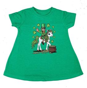 img 1 attached to Leprechaun Unicorn Patricks T Shirt Sleeves Girls' Clothing for Tops, Tees & Blouses