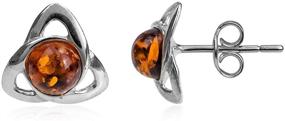 img 3 attached to 💎 Amber Sterling Silver Small Celtic Stud Earrings by Ian and Valeri Co.