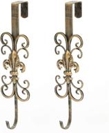 🎄 brogan 2 pack 16" wreath hanger: elegant fleur de lis and scroll design in antique gold, ideal for front door and christmas decorations logo