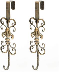 img 4 attached to 🎄 Brogan 2 Pack 16" Wreath Hanger: Elegant Fleur De Lis and Scroll Design in Antique Gold, Ideal for Front Door and Christmas Decorations