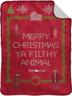 🎅 jay franco home alone sherpa back blanket - merry christmas design - 60 x 90 inches - fade resistant & super soft - official home alone product logo