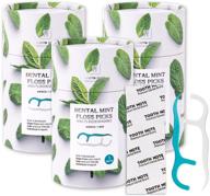 🦷 tooth note dental mint floss picks 400d 45pcs (pack of 3) | biodegradable, high toughness | individually wrapped | vegan | eco-friendly | camping and travel | mint flavor logo