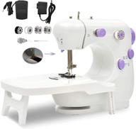 portable household sewing machine for beginners - lightweight mini sewing machine with extension table in purple - includes sewing kit for household or travel logo