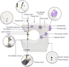 img 2 attached to Portable Household Sewing Machine for Beginners - Lightweight Mini Sewing Machine with Extension Table in Purple - Includes Sewing Kit for Household or Travel