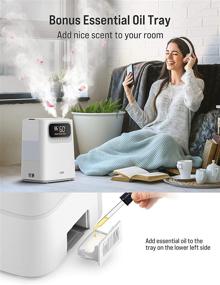 img 2 attached to 🏞️ TOPPIN Bedroom Humidifiers - 5.5L Ultrasonic Vaporizer for Warm and Cool Mist, Top Fill Plant Humidifiers with Essential Oil, Remote Control, Auto Mode, 55Hrs Runtime, Timer, Quiet Sleep Mode