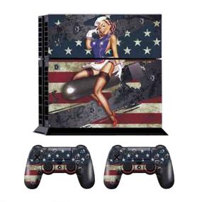 img 3 attached to 🎮 Sony PlayStation 4 System Designer Skin with Battle Torn Stripes + Two(2) Decals for PS4 Dualshock Controllers