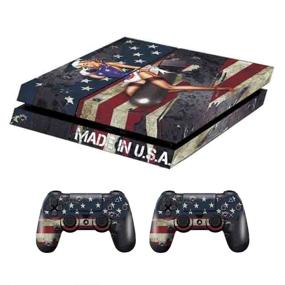 img 1 attached to 🎮 Sony PlayStation 4 System Designer Skin with Battle Torn Stripes + Two(2) Decals for PS4 Dualshock Controllers