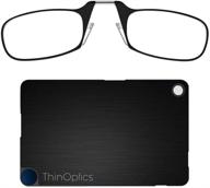 👓 black thinoptics flashcard rectangular reading glasses, 44 mm + 2.5" with matching case logo