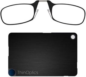 img 4 attached to 👓 Black ThinOptics Flashcard Rectangular Reading Glasses, 44 mm + 2.5" with Matching Case