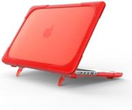 funut kickstand case for macbook air 11 inch – shock proof rubberized hard plastic cover for a1370/a1465 macbook air 11.6 inch – red logo