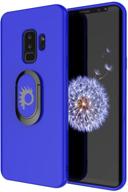 📱 samsung galaxy s9 plus punkcase magnetix protective tpu cover with kickstand, ring grip holder, metal plate, and punkshield screen protector - blue logo