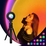 🌄 modern sunrise projection lamp: sunset lamp projector light with multiple colors for atmosphere sleep room decor, usb night lighting - aesthetic photography kids adults gift (multi-colored) логотип