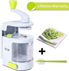 img 3 attached to 🥒 Spiralizer Vegetable Slicer (4-in-1 Rotating Blades) - Heavy Duty Veggie Spiralizer with Powerful Suction Cup, Zucchini Spiral Noodle/Zoodle/Spaghetti/Pasta Maker - Includes Recipe Book and Cleaning Brush