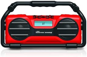 img 3 attached to 🔊 Водонепроницаемая Bluetooth колонка Boombox | Pyle промышленный прочный радио-бокс, аккумулятор с возможностью зарядки, MP3/USB/SD/AUX-красная