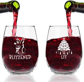 img 1 attached to 🍷 Set of 4 Drunk Christmas Stemless Wine Glasses - Hilarious Holiday Party Themed Wine Glass Collection with 4 Designs | 15 oz Merry Party Cups & Gift Exchange Idea for White Elephant, Xmas