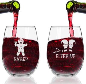 img 2 attached to 🍷 Set of 4 Drunk Christmas Stemless Wine Glasses - Hilarious Holiday Party Themed Wine Glass Collection with 4 Designs | 15 oz Merry Party Cups & Gift Exchange Idea for White Elephant, Xmas