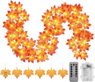 thanksgiving fall garland string lights - 50 led 16.4ft with timer 🍂 and remote control, lighted autumn leaves decorations, battery operated home party indoor mantle lights логотип