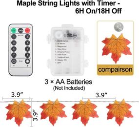 img 2 attached to Thanksgiving Fall Garland String Lights - 50 LED 16.4Ft with Timer 🍂 and Remote Control, Lighted Autumn Leaves Decorations, Battery Operated Home Party Indoor Mantle Lights