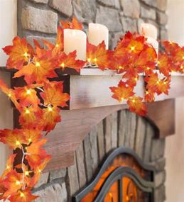 img 3 attached to Thanksgiving Fall Garland String Lights - 50 LED 16.4Ft with Timer 🍂 and Remote Control, Lighted Autumn Leaves Decorations, Battery Operated Home Party Indoor Mantle Lights