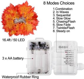 img 1 attached to Thanksgiving Fall Garland String Lights - 50 LED 16.4Ft with Timer 🍂 and Remote Control, Lighted Autumn Leaves Decorations, Battery Operated Home Party Indoor Mantle Lights