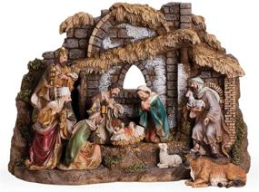 img 1 attached to 🎄 Joseph's Studio by Roman - 10-Piece Nativity Set with Stable, Holy Family, Three Kings, Shepherd, Ox, Sheep - 11" Height, Resin and Stone, Decorative Figures