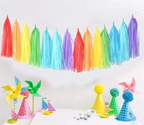 img 2 attached to 🌈 Vibrant Rainbow Party Decorations: Tissue Paper Pom Pom Garland & Supplies for Colorful Birthday/ Baby Shower/Back to School Parties