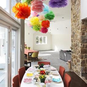 img 3 attached to 🌈 Vibrant Rainbow Party Decorations: Tissue Paper Pom Pom Garland & Supplies for Colorful Birthday/ Baby Shower/Back to School Parties