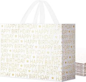 img 4 attached to 🎁 PACKQUEEN 12 Happy Birthday Gift Bags with Handles 13x5x10 Inches – Large Bulk Gift Bags in Gold Letters for All Ages and Genders