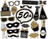 🎉 premium 50th birthday photo booth props kit - 20 pack black and gold party camera props assembled for perfect celebration logo