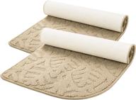 🚪 smartake 2-pack non-slip indoor doormat set - 18 x 30 inches front door rug with durable print and 1/4 round corner design - ideal entrance mat for bathroom, patio, bedroom, outdoors - cream white logo