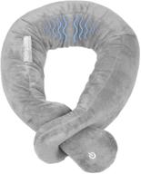 🌟 soft touch grey neck pillow with vibration massaging, wireless neck wrap head support for office, sofa, and airplane travel logo