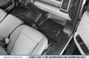 img 2 attached to 🚗 Настенки Custom Black Floor Mats для Ford F-250 / F-350 Super Duty Crew Cab 2017-2022 с передней банкой на 1-ой ряд SMARTLINER - набор из 2 рядов.