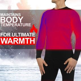 img 2 attached to 🧣 Men's Thermal Underwear Set, Fleece Lined Long Sleeve Long Johns for Winter, Black