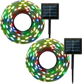 img 4 attached to Solar Christmas Lights Outdoor: 2 Pack 72ft 200LED Solar String Lights, Waterproof & Multi-Color for Halloween, Garden, Party, Christmas Tree, Camp - 8 Lighting Modes