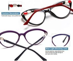 img 1 attached to 👓 Stylish 2-Pack Cat Eye Blue Light Blocking Computer Readers +1.75 - Red Purple Reading Glasses for Women