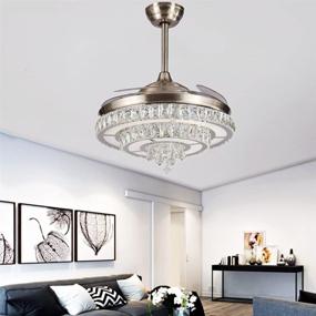 img 1 attached to 🌟 RuiWing 42-inch Modern Ceiling Fan with Crystal Light, Fandelier, Remote Control, Retractable Blades, 3 Color Options, 3 Speeds – Stylish Lighting Fixture for Bedroom, Indoor Living Room, Restaurant