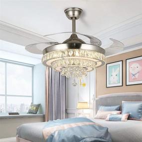 img 2 attached to 🌟 RuiWing 42-inch Modern Ceiling Fan with Crystal Light, Fandelier, Remote Control, Retractable Blades, 3 Color Options, 3 Speeds – Stylish Lighting Fixture for Bedroom, Indoor Living Room, Restaurant