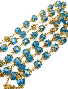 img 1 attached to 📿 Nazareth Store Light Blue Crystal Beads Rosary St Benedict Beaded Necklace 10mm Gold Plated Catholic Rosary Beads with Miraculous Medal & San Benito Cross - Includes Velvet Bag