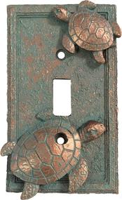img 3 attached to 🐢 Top Brass Sea Turtle Nautical Beach Art Decor - Electrical Cover Wall Plate in Bronze/Verdigris Finish for Single Switch