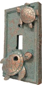 img 2 attached to 🐢 Top Brass Sea Turtle Nautical Beach Art Decor - Electrical Cover Wall Plate in Bronze/Verdigris Finish for Single Switch