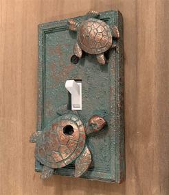 img 1 attached to 🐢 Top Brass Sea Turtle Nautical Beach Art Decor - Electrical Cover Wall Plate in Bronze/Verdigris Finish for Single Switch
