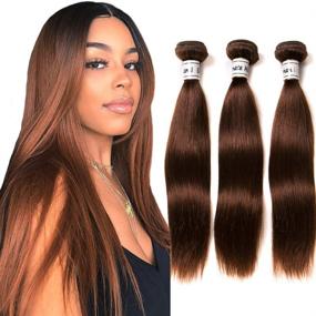 img 4 attached to 💁 Ornate Hair: Luxurious Light Brown Brazilian Straight Hair Bundles - 100% Unprocessed Virgin Hair Extensions (12 14 16 Inch)