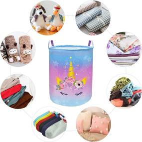 img 1 attached to 🦄 Large Round Waterproof Unicorn Laundry Basket Hamper – Collapsible Storage Bin for Girls Room, Kids Bedroom, Nursery, and Playroom Clothes (43.3L Cute Unicorn Laundry)